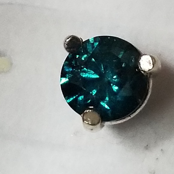 Rare Genuine Natural Blue Diamond Earrings in Gold - Picture 3 of 3